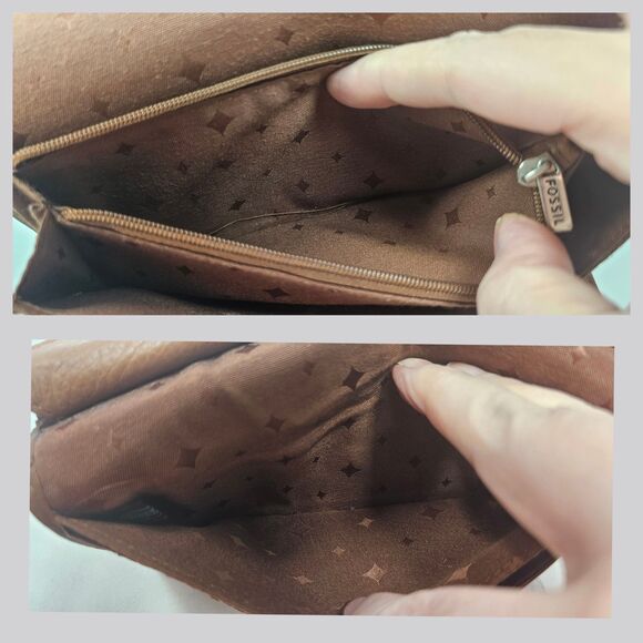 Fossil Vintage Maddox Marlow Leather Flap Clutch Wallet Chestnut Brown Trifold - Picture 9 of 14